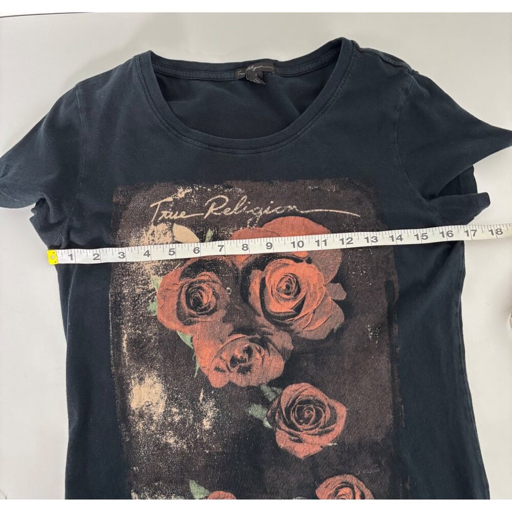 True Religion Rose Graphic T-Shirt Small Crew Neck Streetwear Festival Boho Rock - Picture 7 of 16